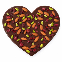 Gros coeur chocolat noir fruits secs