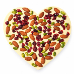 Gros coeur chocolat blanc fruits secs