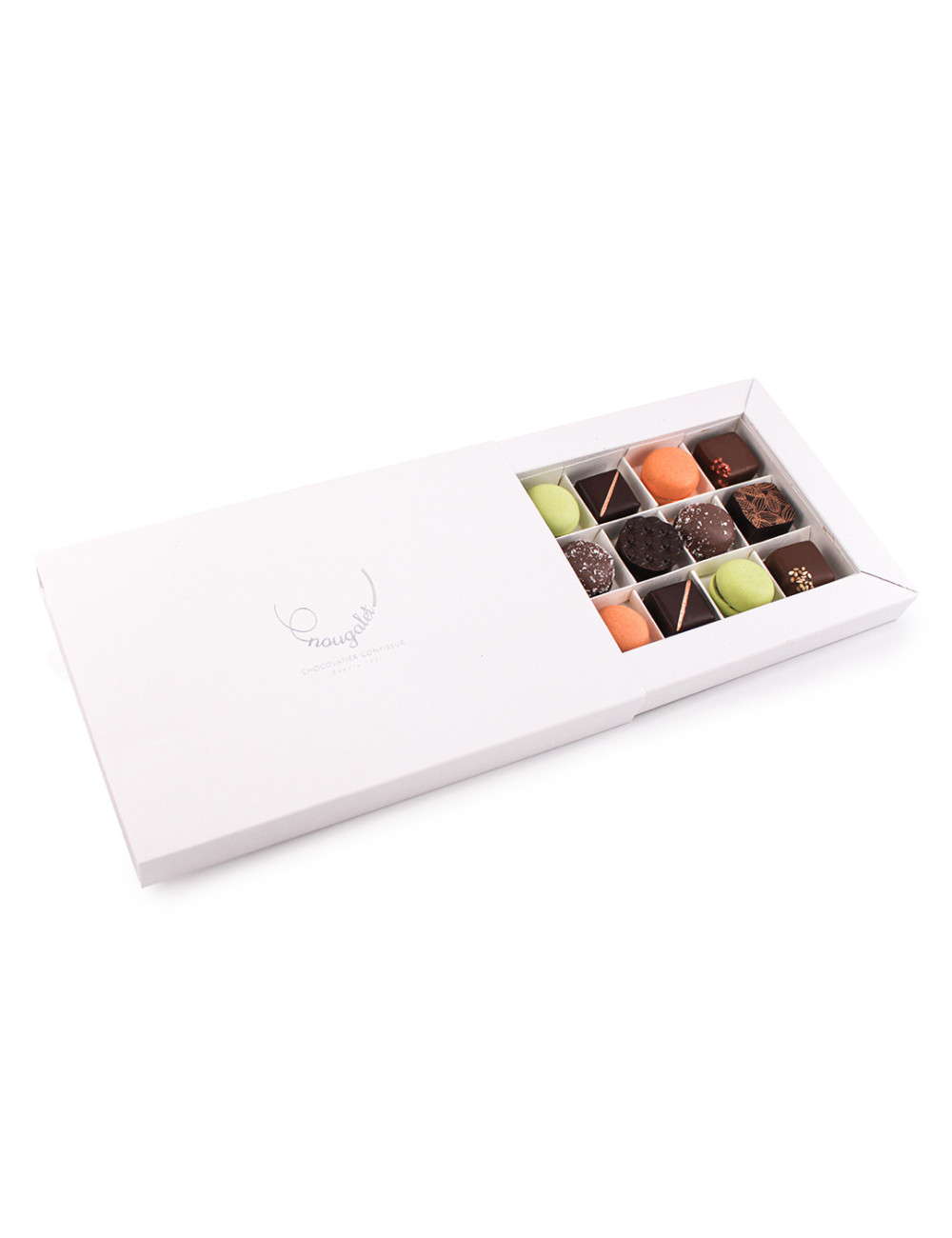 Étui fourreau 15 chocolats - Mini macaronias
