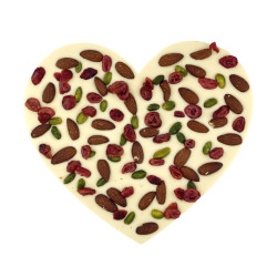 Gros coeur chocolat blanc fruits secs